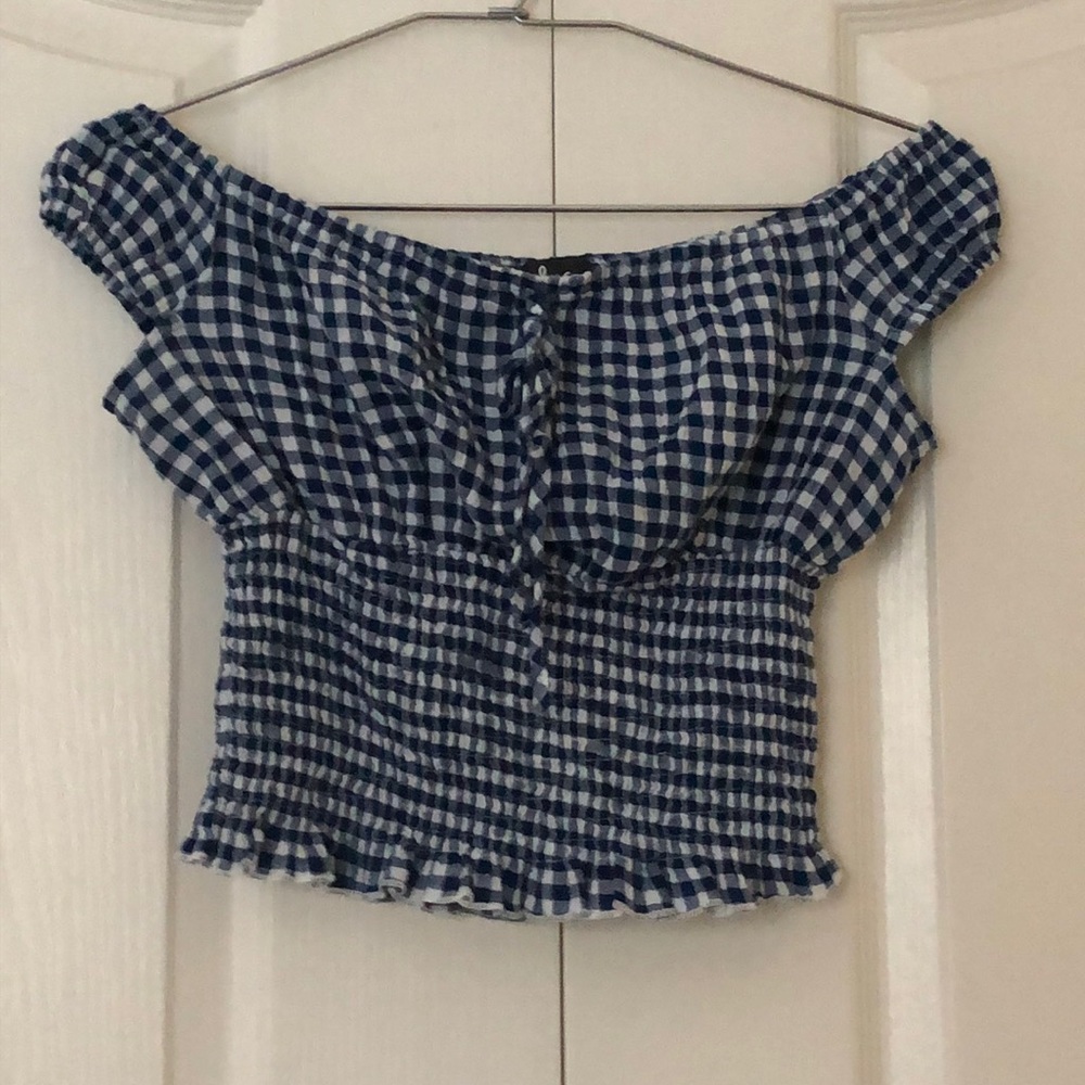 Lulus Gingham Off-the-Shoulder Top